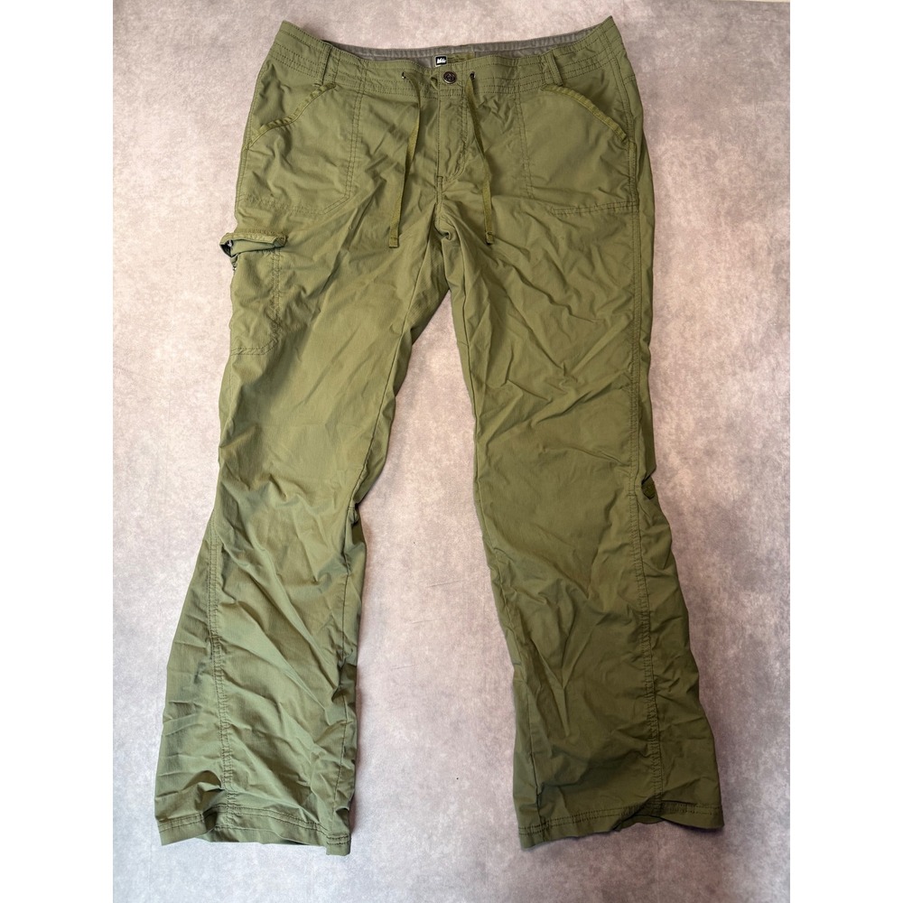 REI Aldervale Women's Size 14 Roll-Up Hiking Cargo Pants Olive Green Stretch